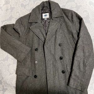 Old Navy Men’s Wool Pea Coat. Grey Winter Jacket Small Size